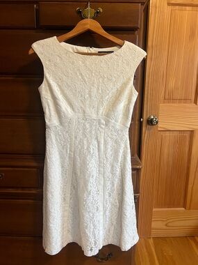American Living Elegant White Lace Midi Dress